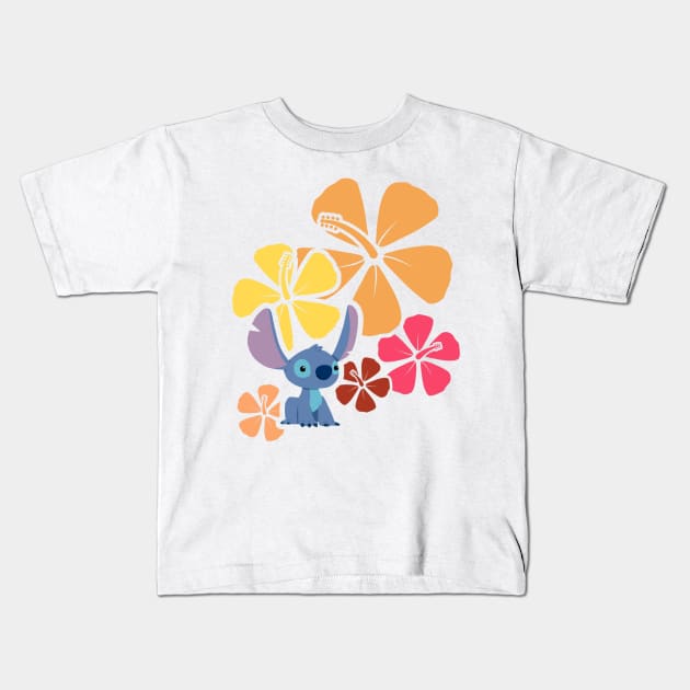 Hibiscus flowers and an Alien Kids T-Shirt by Imaplatypus